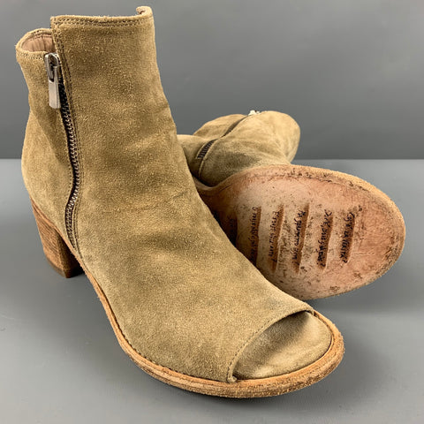 OFFICINE CREATIVE Size 8.5 Beige Suede Peep Toe Boots