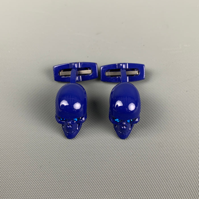 ALEXANDER MCQUEEN Blue Skull Cuff Links