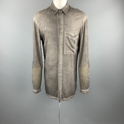 ALEXANDRE PLOKHOV Size S Dark Gray Dyed Cotton Button Up Long Sleeve Shirt