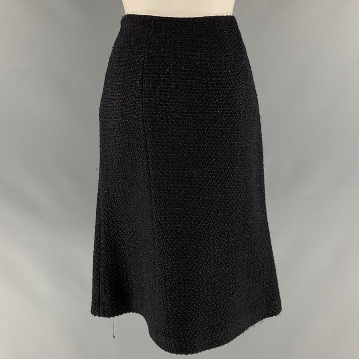 DEREK LAM Size M Black Textured A-Line Knee-Length Skirt