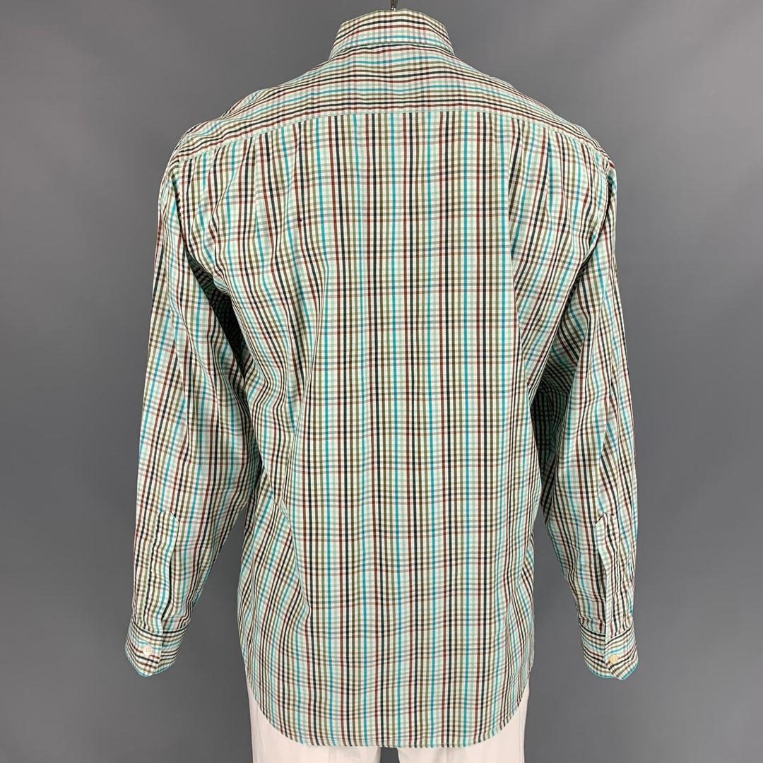 ERMENEGILDO ZEGNA Size XL Multi-Color Checkered Cotton Long Sleeve Shirt