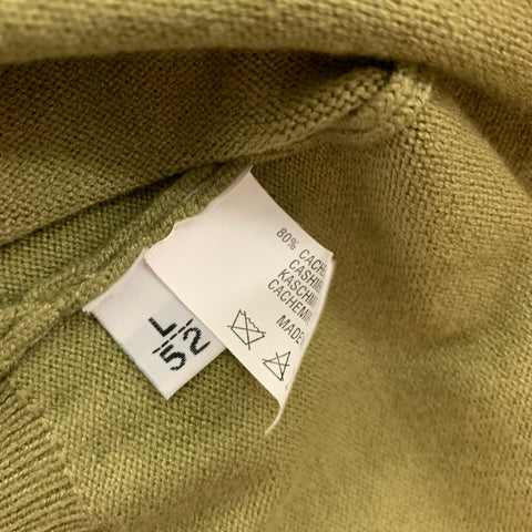 KITON Size L Green Cashmere / Silk V-Neck Cardigan