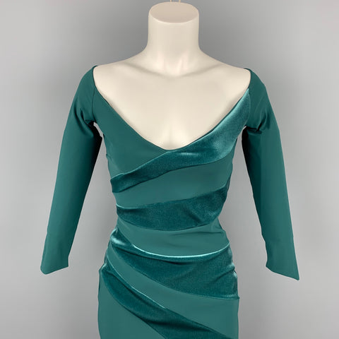 CHIARA BONI Taille 4 Robe de cocktail à panneaux en velours polyamide vert