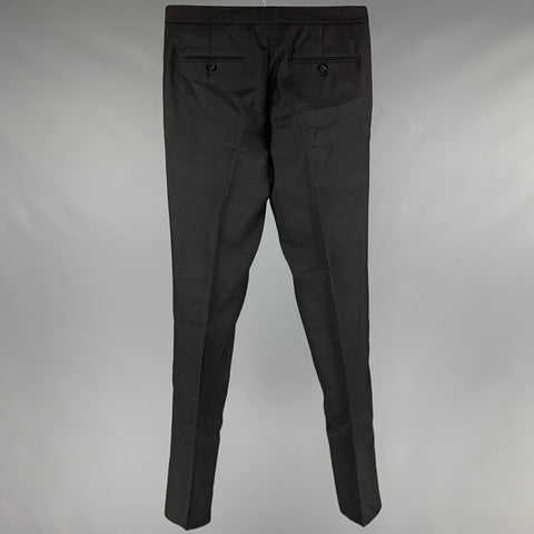 DSQUARED2 Size 32 Black Wool Blend Side Tabs Dress Pants