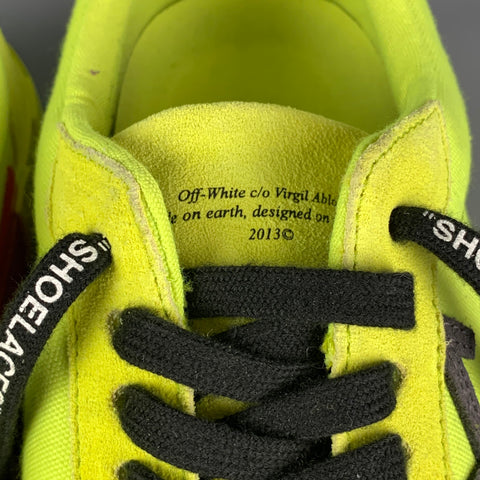 OFF-WHITE Size 11 Neon Yellow Canvas Low Vulcanized Fluo Yellow Sneakers