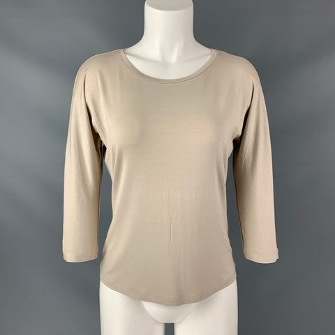 MAX MARA Size M Beige Viscose Elastine Solid T-Shirt