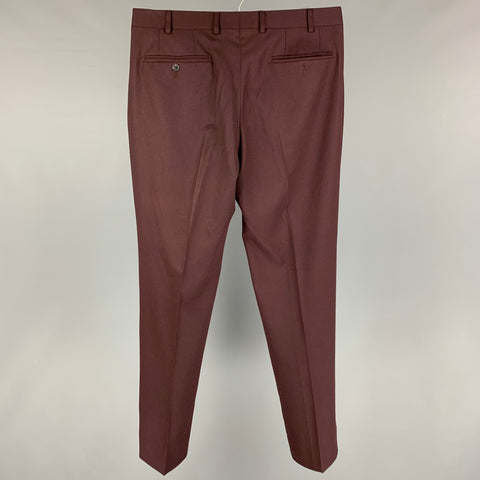 ARMANI COLLEZIONI Size 34 Burgundy Wool Blend Flat Front Dress Pants