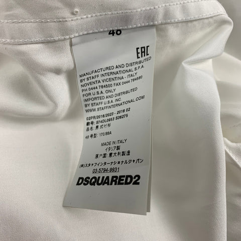 DSQUARED2 Size S White Cotton Hidden Placket Long Sleeve Shirt