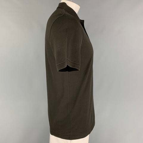 LOUIS VUITTON Size L Olive Cotton Buttoned Polo