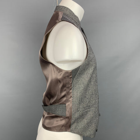 PAUL SMITH Size S Black & White Glenplaid Wool / Cashmere Vest