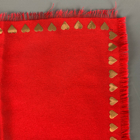 YSL Red Gold Heart Pocket Square