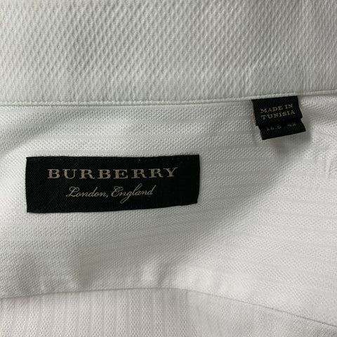 BURBERRY Size XL White Textured Tuxedo Long Sleeve Shirt