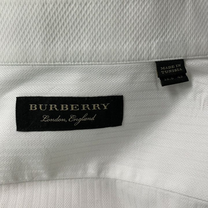 BURBERRY Taille XL Chemise à manches longues de smoking texturé blanc