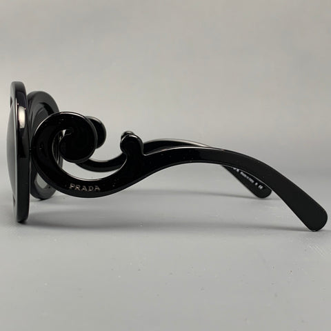 PRADA Black Acetate Minimal Baroque Sunglasses