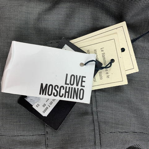 LOVE MOSCHINO Size 40 Black Grey Nailhead Cotton Blend Notch Lapel Suit