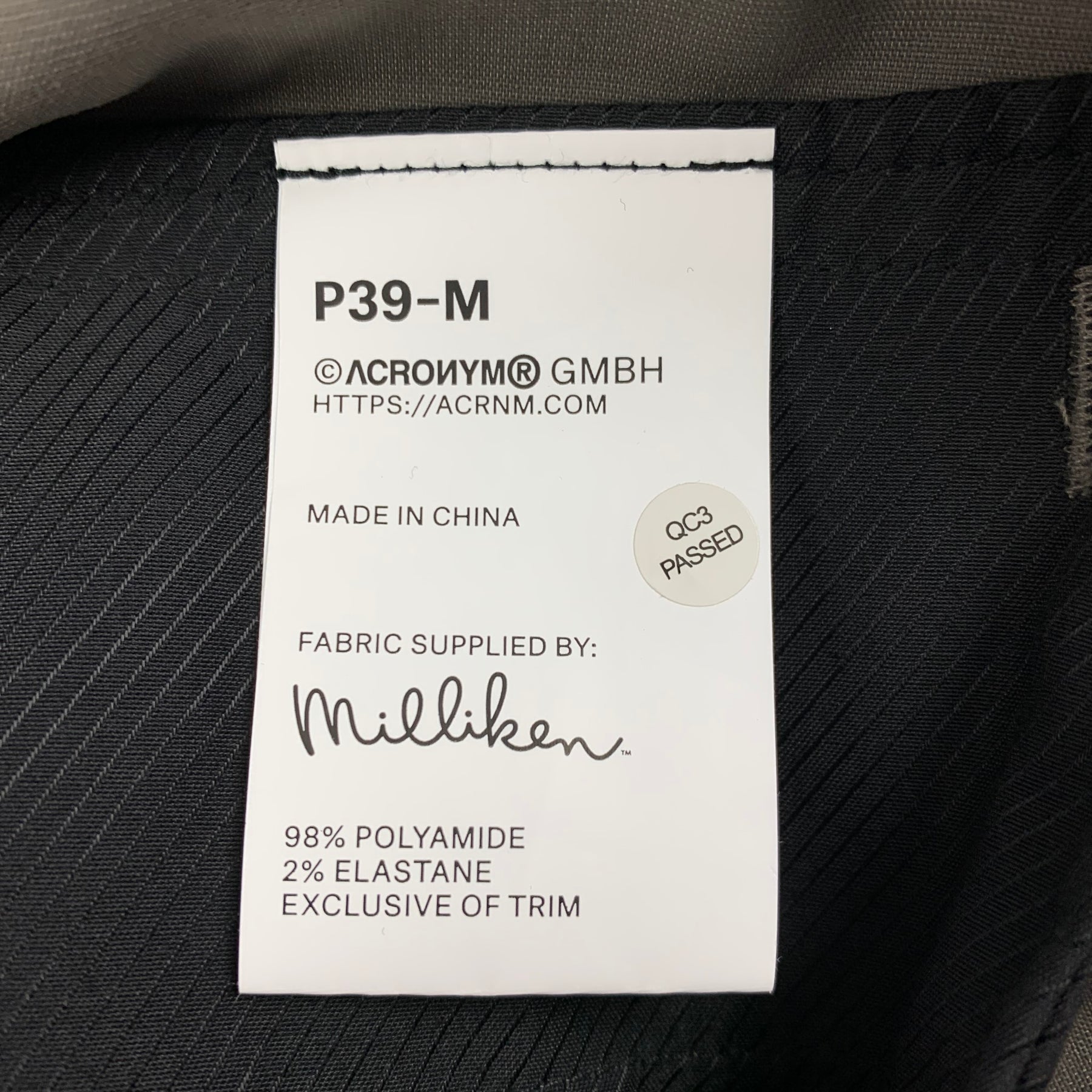 ACRONYM SS 22 Size L Gray Polyester Zip Fly P39-M Pants – Sui