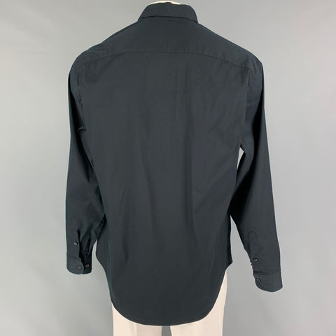 ARMANI COLLEZIONI Size XXL Black Cotton Blend Button Up Long Sleeve Shirt