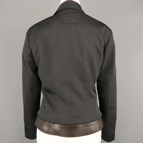 JEAN PAUL GAULTIER Size 8 Black Hidden Placket Brown Belt Trucker Jacket
