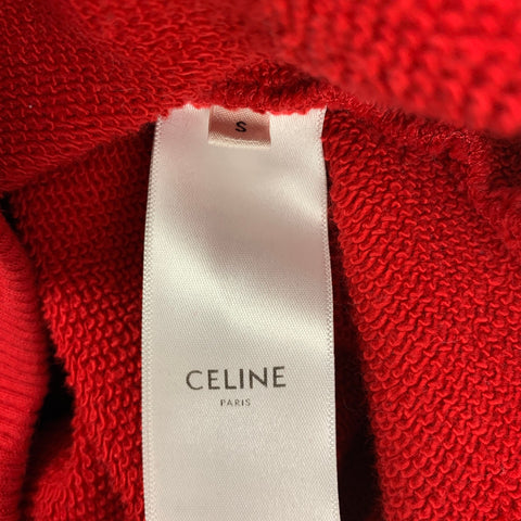 CELINE Size S Red Cotton Crew-Neck Pullover