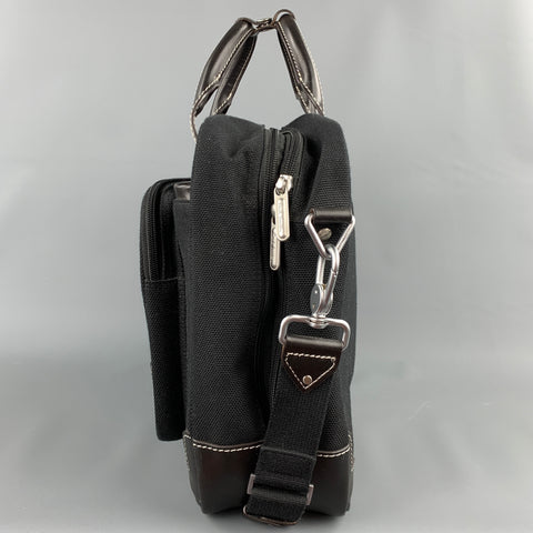 PAUL SMITH Black Canvas Leather Briefcase Bag