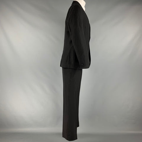 JOHN VARVATOS Taille 40 Noir Solide Lin Laine Peak Revers Smoking