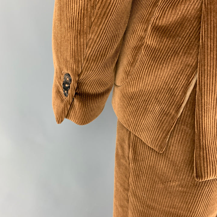 SALLE PRIVEE Size 40 Brown Corduroy Cotton Notch Lapel Suit