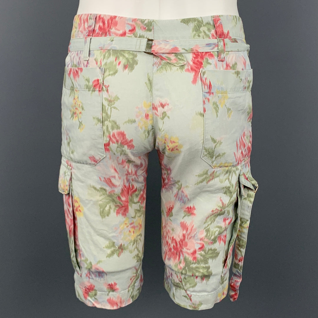 THEATRE Size 30 Multi-Color Floral Linen Cargo Shorts
