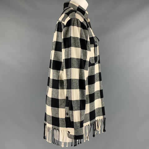 POLO par RALPH LAUREN Taille M Chemise à poches plaquées à carreaux en coton blanc noir