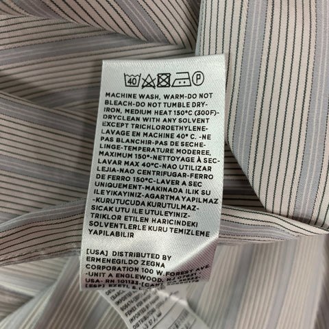ERMENEGILDO ZEGNA Size L Grey Stripe Cotton Button Up Long Sleeve Shirt