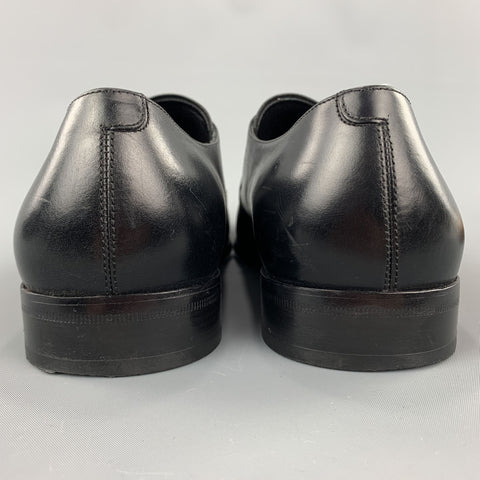 SALVATORE FERRAGAMO Size 11.5 Solid Black Leather Monk Strap Loafers