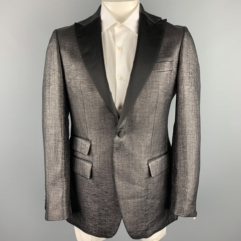 J. LINDEBERG Size 44 Long Black Woven Polyamide / Cotton Sport Coat