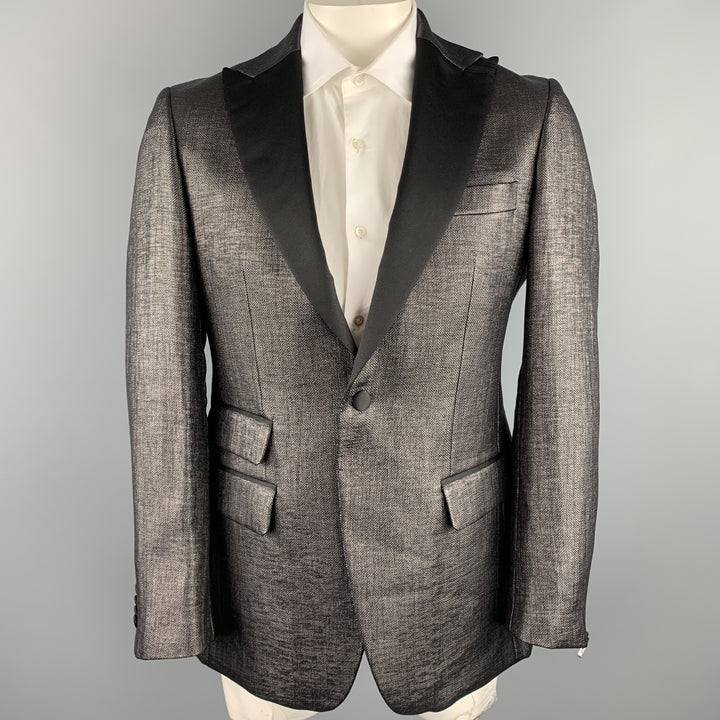 J. LINDEBERG Size 44 Long Black Woven Polyamide / Cotton Sport Coat