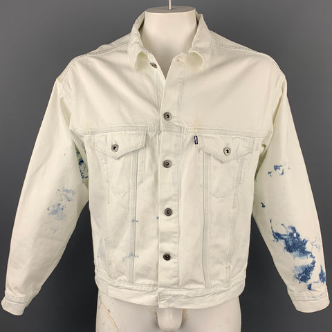 LEVI'S MADE & CRAFTED Big E Size M White Bleached Denim Trucker Jacket