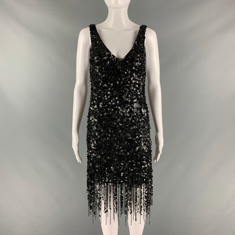 ATTICO Size 6 Black Polyamide Sequined Low Back Dress