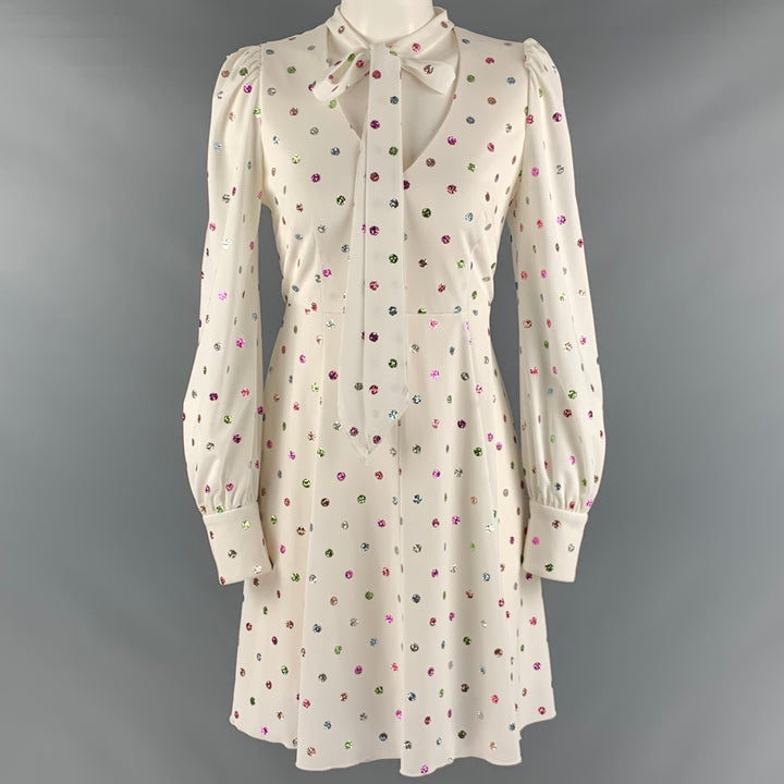 MARC JACOBS Size 2 White Multi Color Polyester Dots A Line Dress