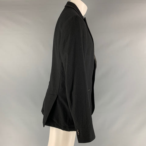 JOHN VARVATOS Taille 38 Manteau de sport à revers en laine unie noire
