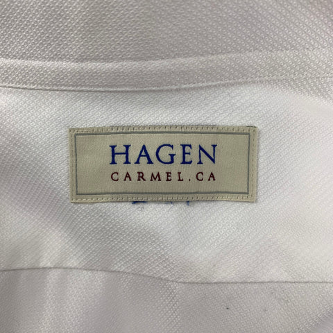 HAGEN Size L White Cotton Button Up Long Sleeve Shirt