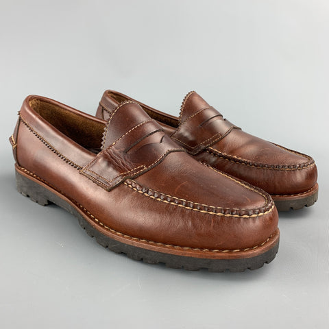G.H. BASS&CO. Size 10 Brown Stitched Leather Loafers