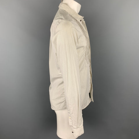 MCQ by ALEXANDER MCQUEEN Size S Beige & Black Pinstripe Cotton Long Sleeve Shirt