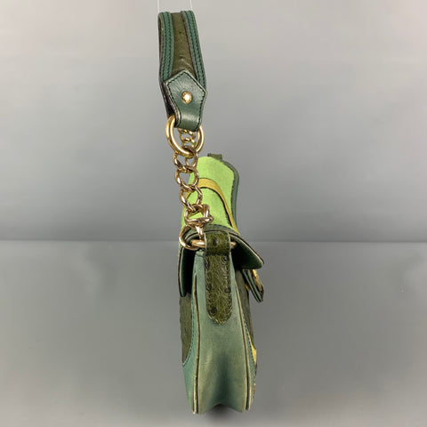 ETRO Green Mixed Leathers Top Handles Handbag