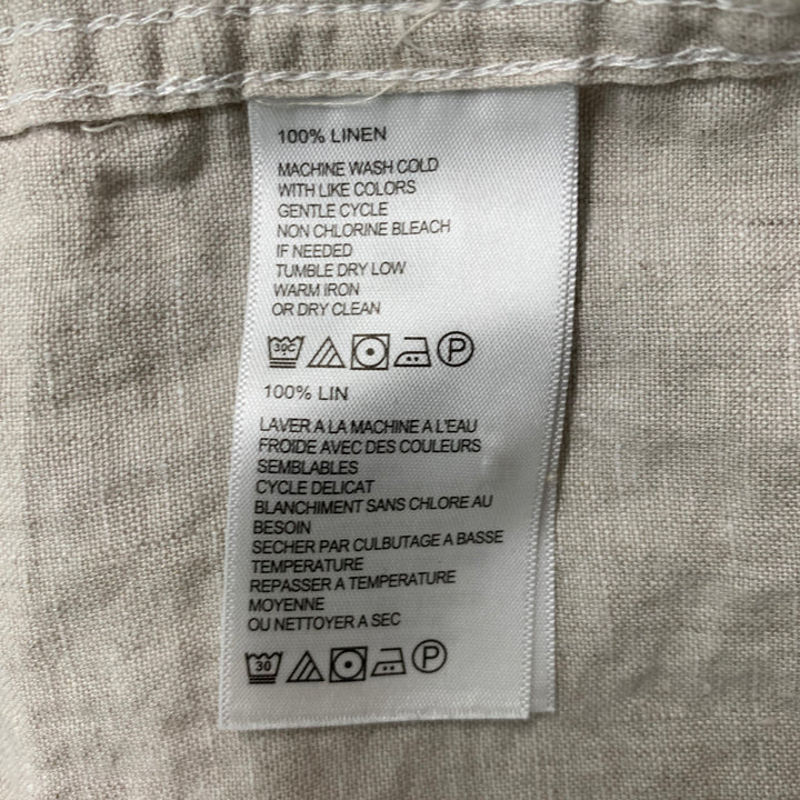 TOMMY BAHAMA Size M Beige Linen Button Up Short Sleeve Shirt