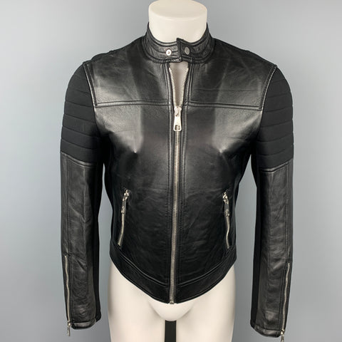 NEIL BARRETT Size XS Black Two Toned Viscose Zip Up Jacket
