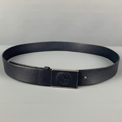 GUCCI Size 38 Navy Leather Belt