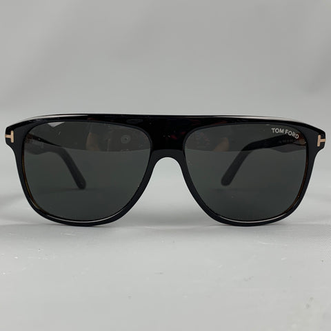 TOM FORD Black & Brown Tortoise Acetate Drop Sunglasses