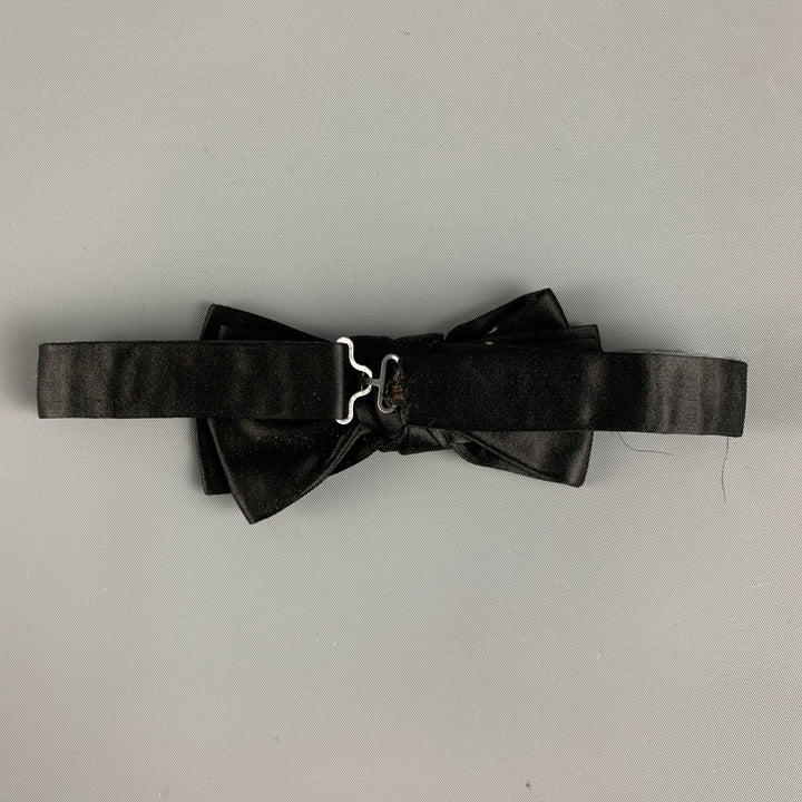 DENIS COLBAN Black Silk Satin Bow Tie