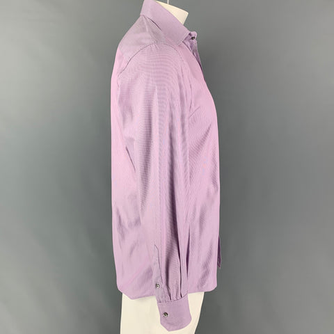 GUCCI Size L Purple White Stripe Cotton Button Down Long Sleeve Shirt