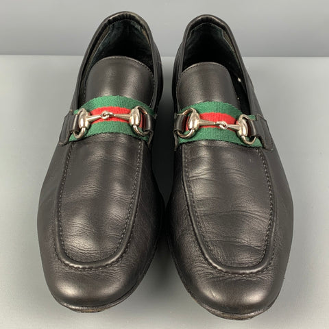 GUCCI Size 8.5 Black Leather Horsebit Loafers
