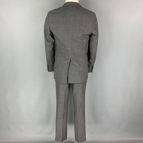 LANVIN Size 38 Grey Grid Wool Notch Lapel Suit