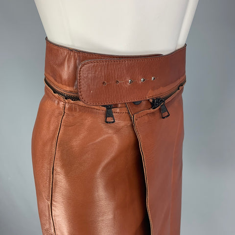JEAN PAUL GAULTIER Size 6 Tan Sheep Leather Skirt