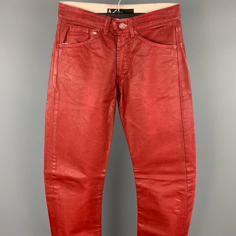 ANDREW MACKENZIE Size 28 Red Coated Denim Zip Fly Jeans